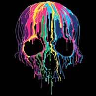 Neon Melting Skull